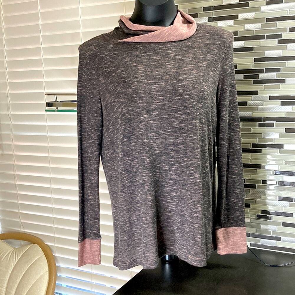 Lime n Chili long sleeve cowl neck tunic. Grey and pink marl. Size small (PP5)